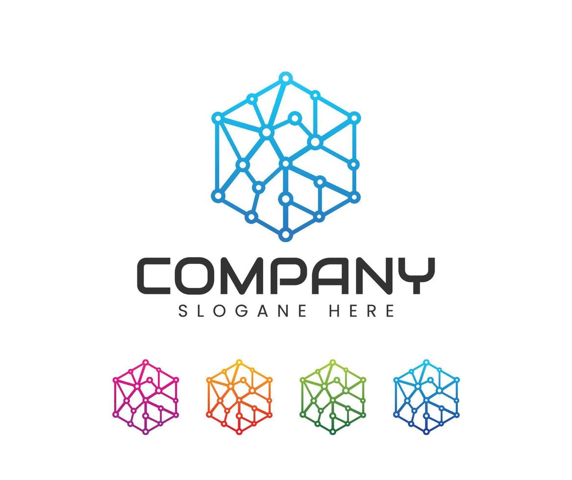 Hexagon technology logo design vector