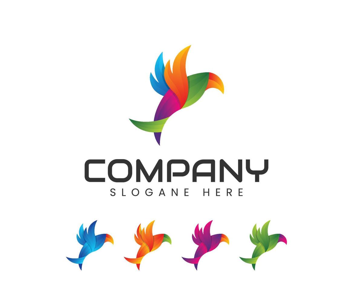 Colourful bird logo design vector