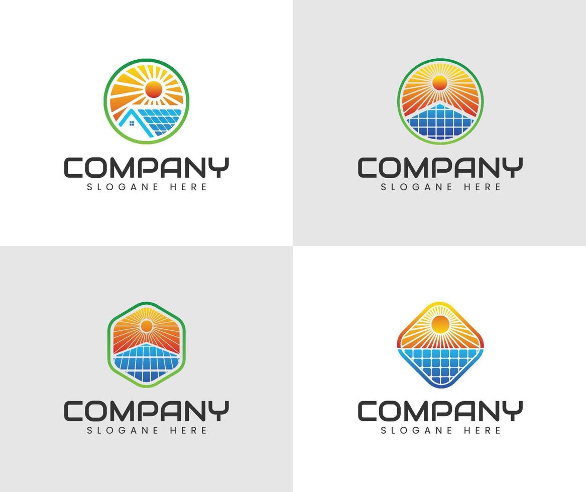 Set of collection solar energy logo designs vector