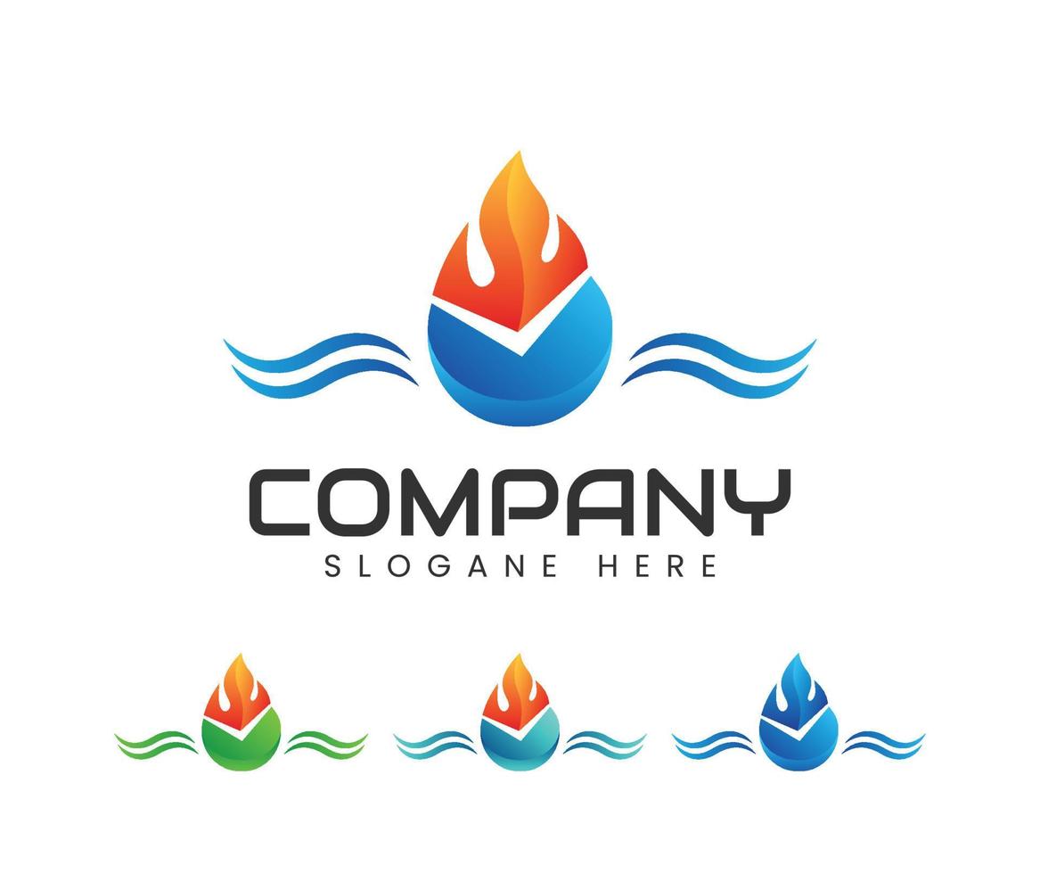 Plumbing water wave logo design vector
