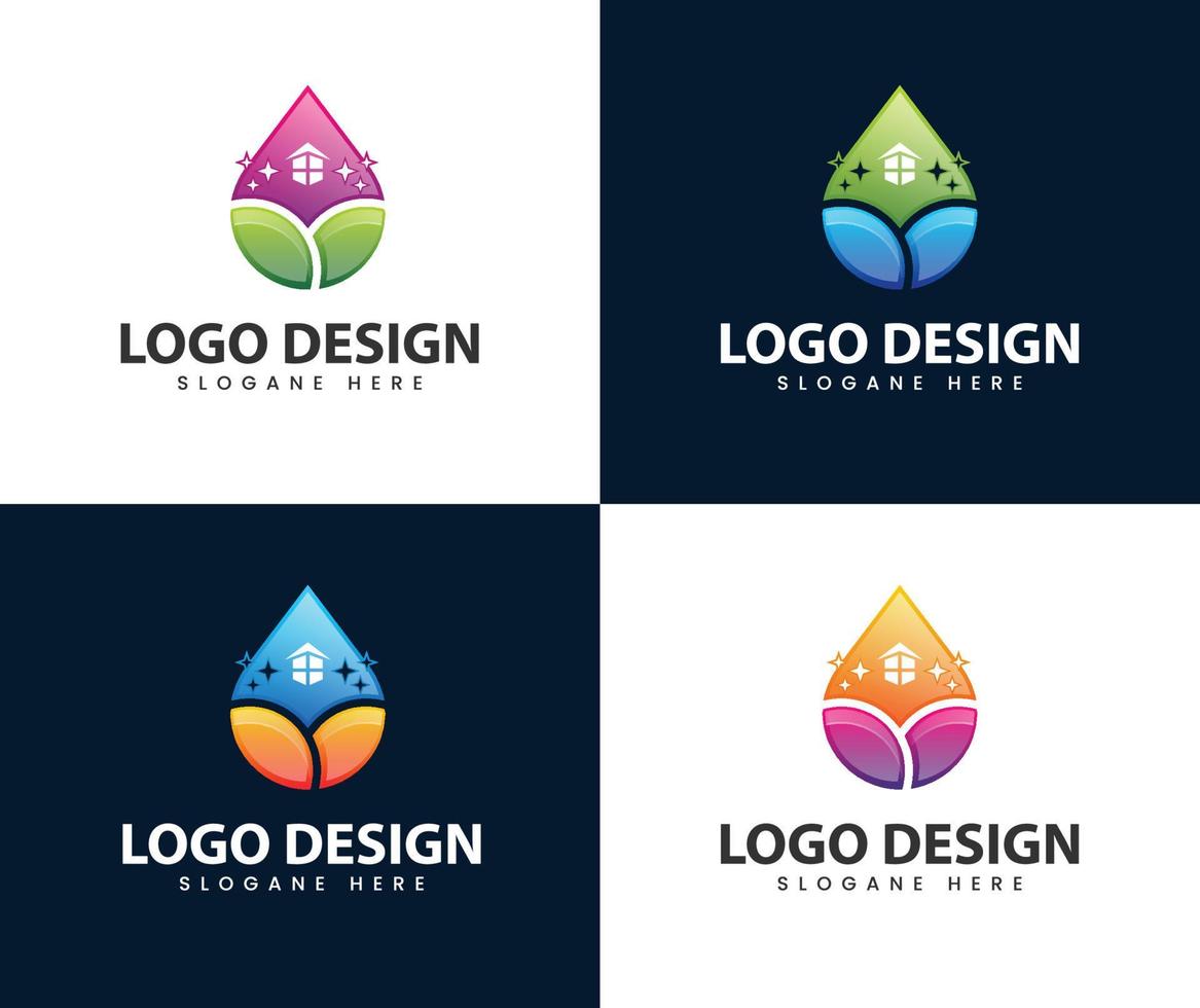 Natural home cleaning logo design vector