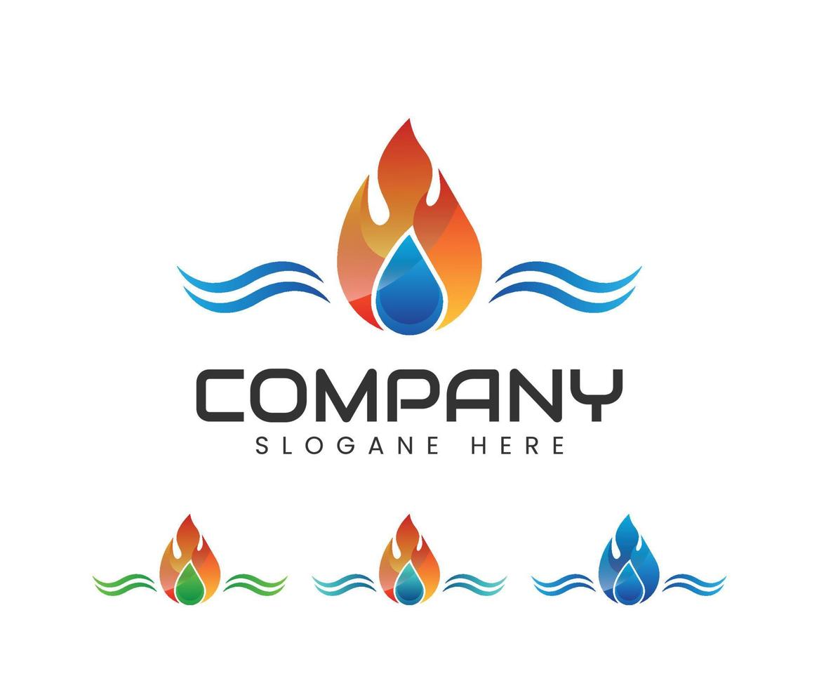 Plumbing water wave logo design vector