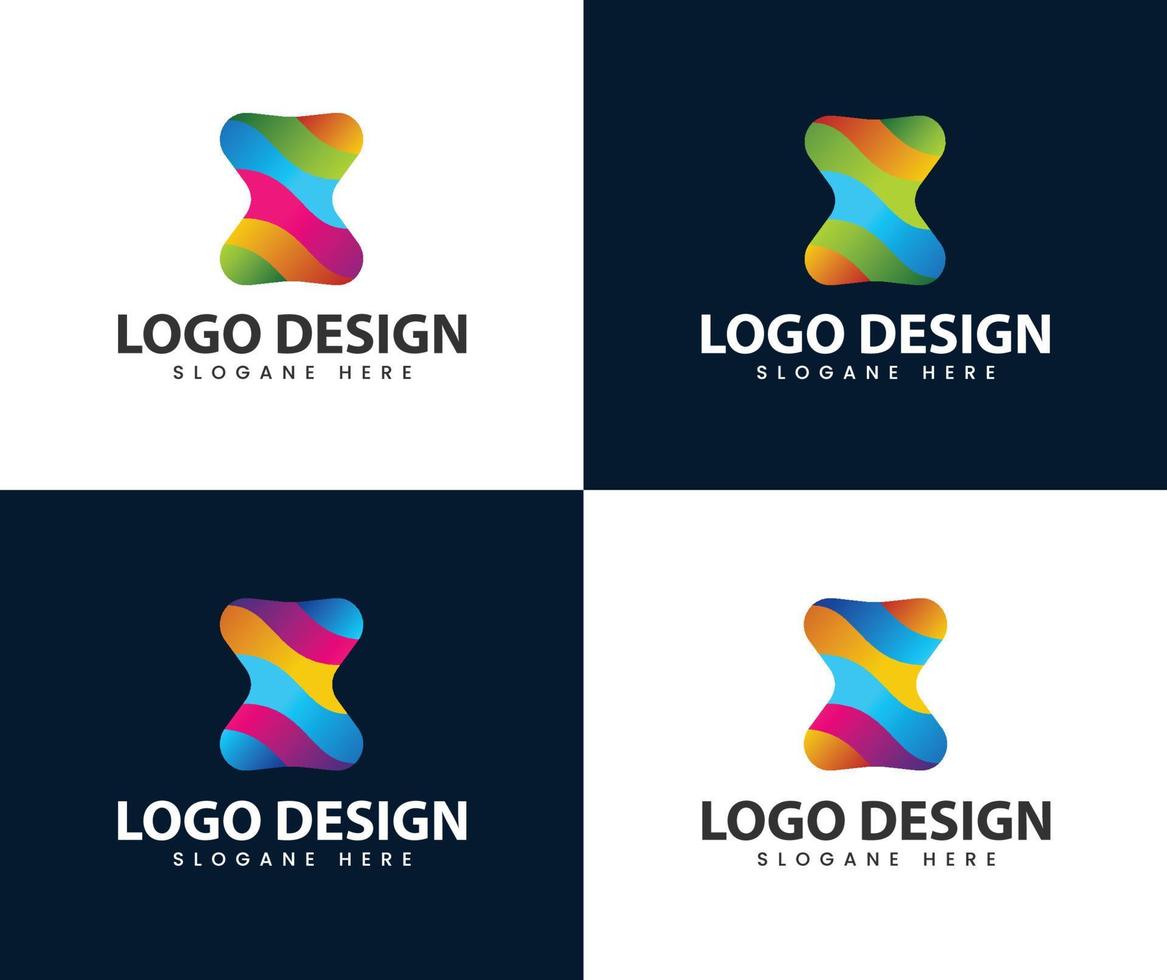 diseño de logotipo 3d colorido moderno abstracto vector