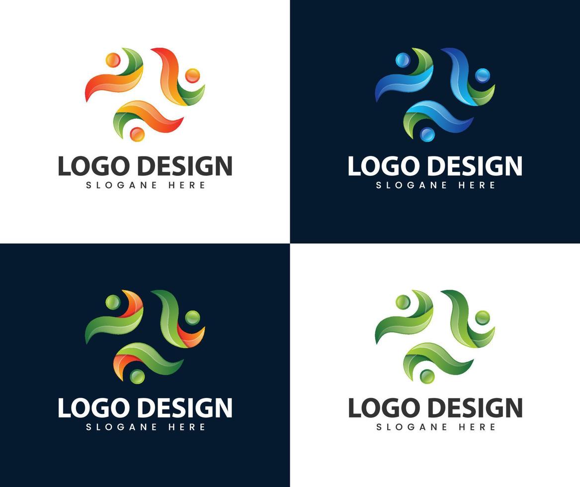 logotipo del equipo creativo icono de tres personas logotipo de la comunidad vector