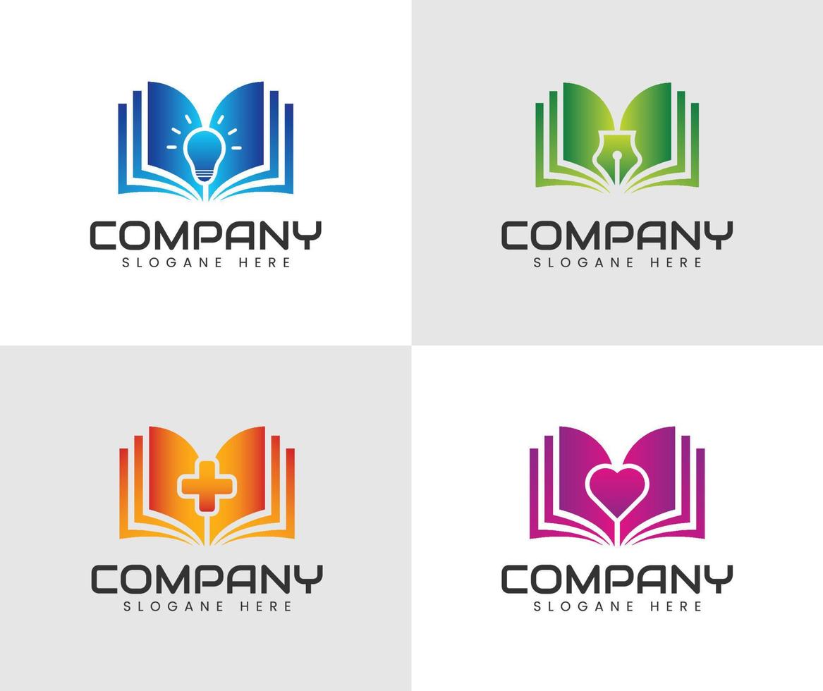 conjunto de logotipo de libro vector