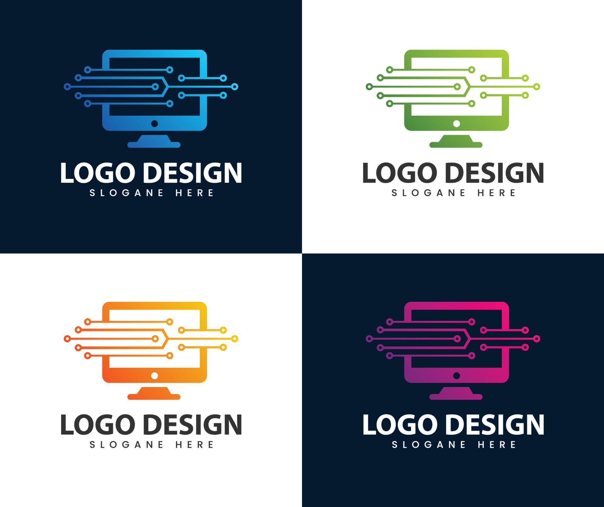 Computer service logo template designs computer tech idea logo 7118413 ...