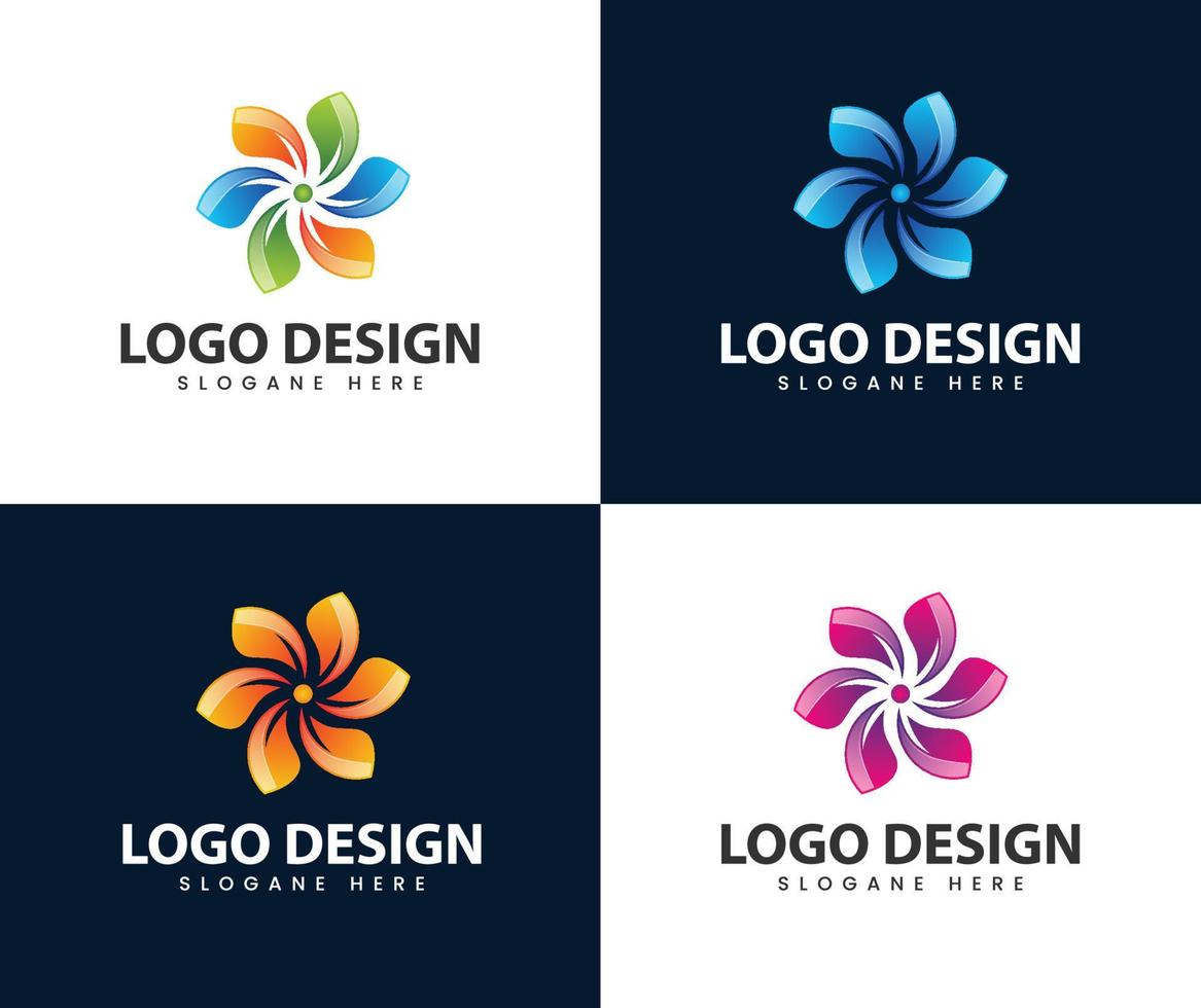 diseño de logotipo 3d moderno y colorido abstracto vector