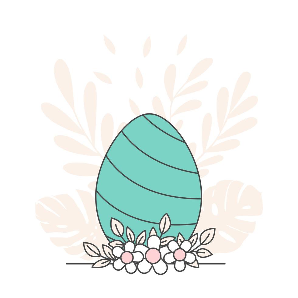 tarjeta de pascua con huevos. tarjeta de felicitación de Pascua feliz y plantilla de ilustración vectorial. lindo diseño para invitación, tarjeta, menú, volante, pancarta, afiche, cupón. huevos y orejas de conejo vector