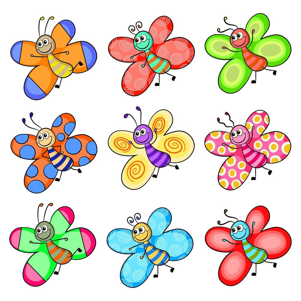 colección de mariposas de dibujos animados 7118521 Vector en Vecteezy