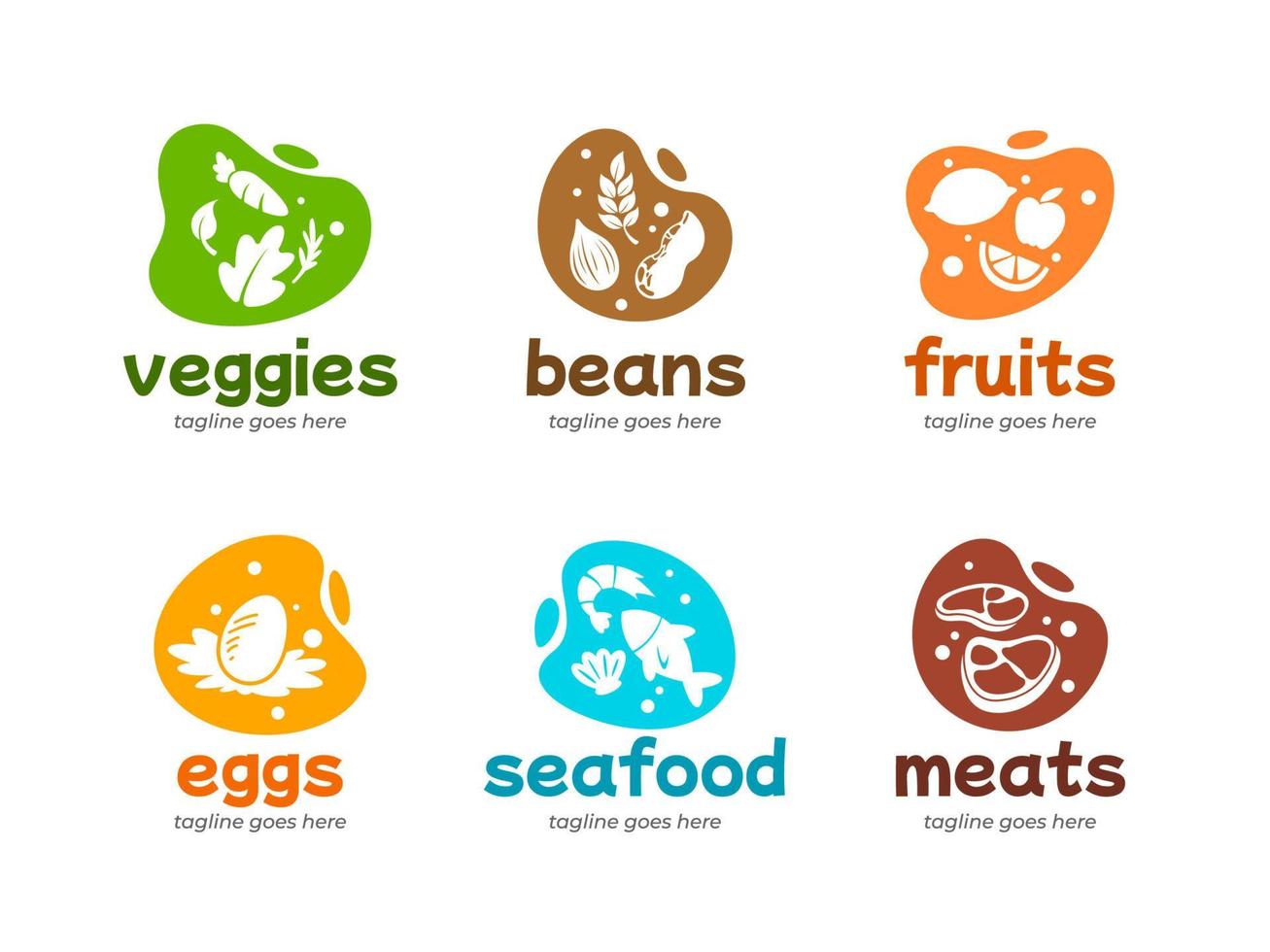 Groceries Fresh Produce Logo Set vector