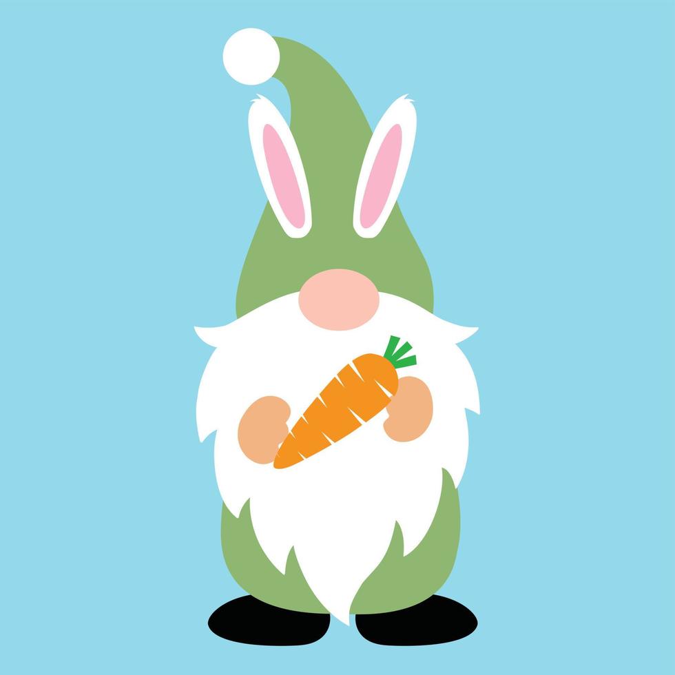Easter Gnome with Carrot Bunny vector