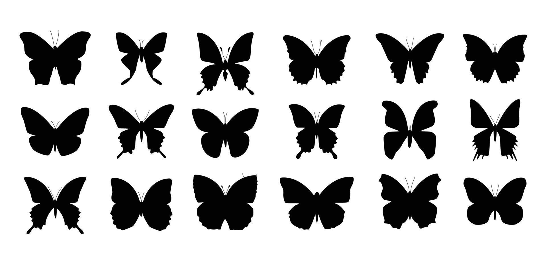 silueta de icono y símbolo de mariposa vector