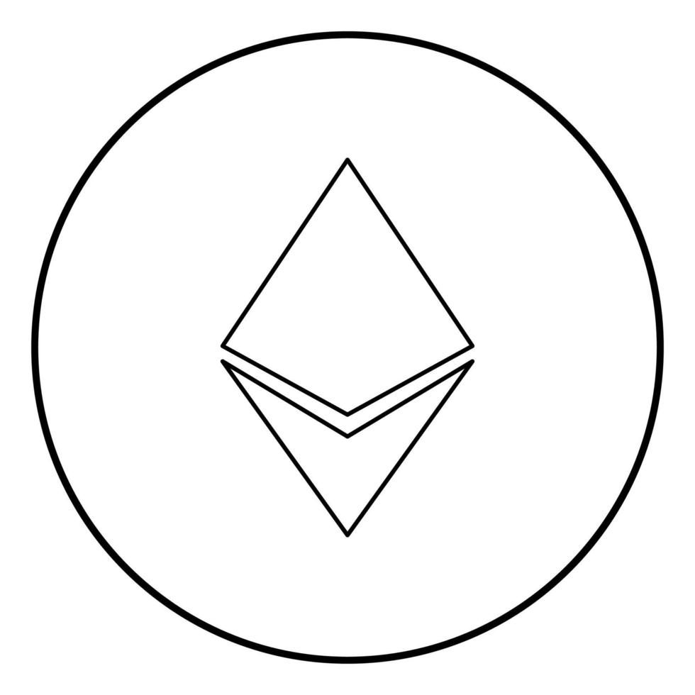 Etherium icon black color in circle round vector