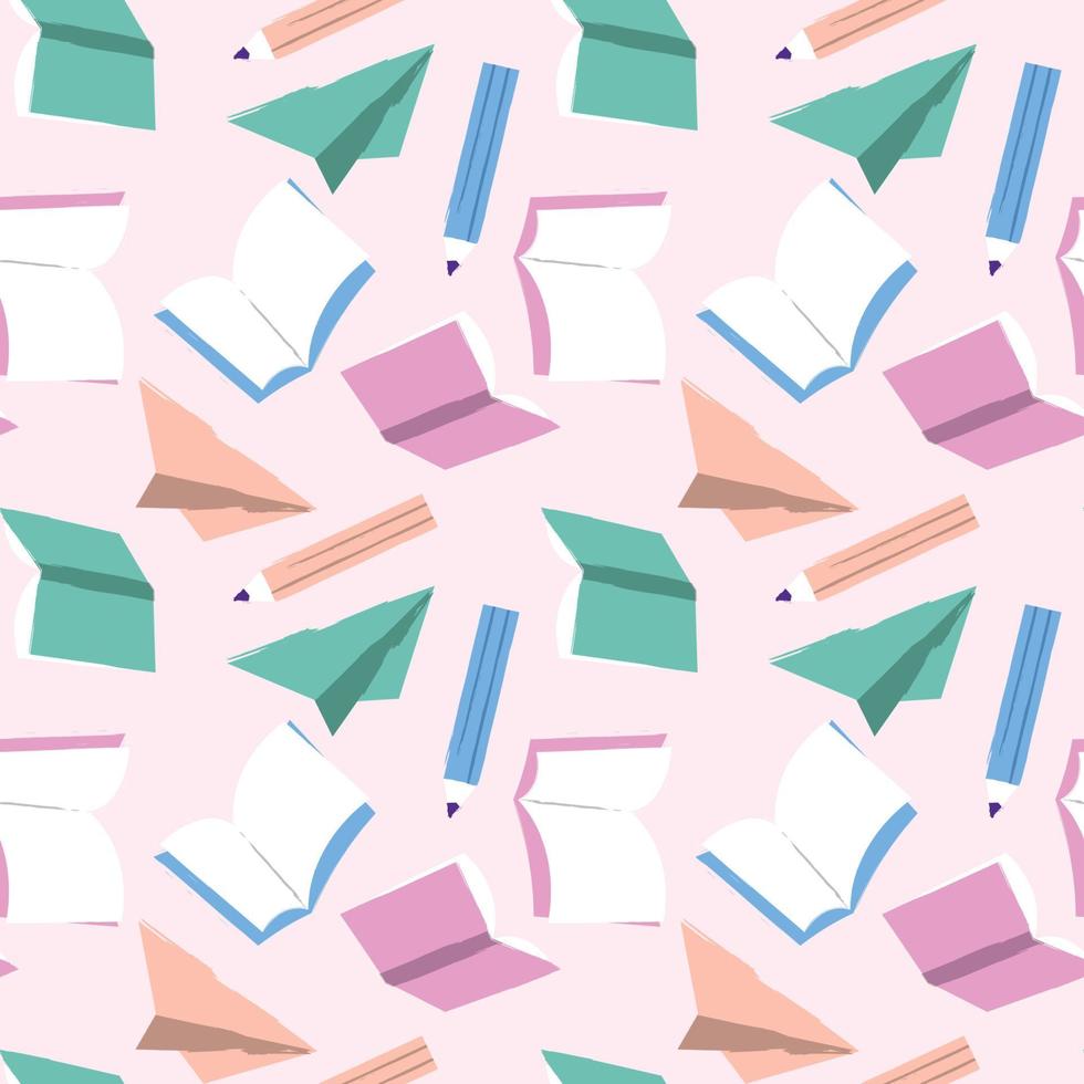Hand drawn end of school seamless pattern. Vector illustration.