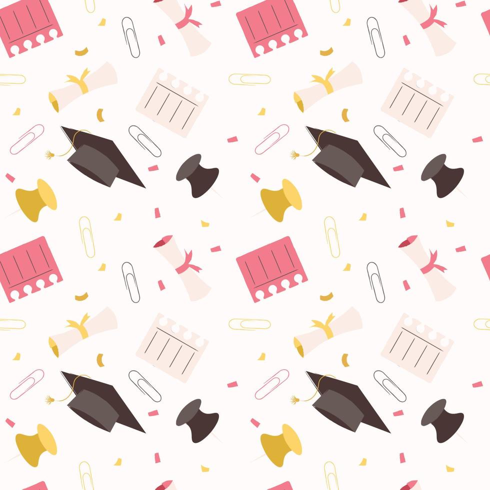 Hand drawn end of school seamless pattern. vector