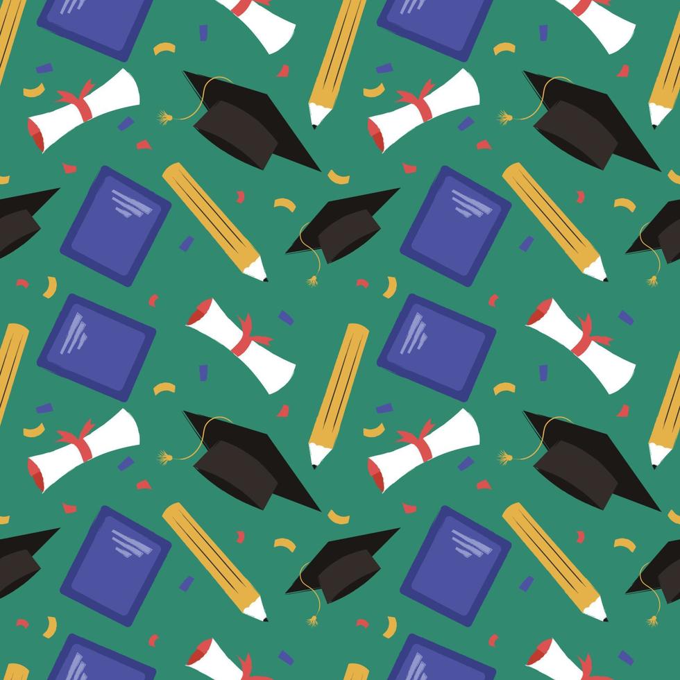 Hand drawn end of school seamless pattern. vector