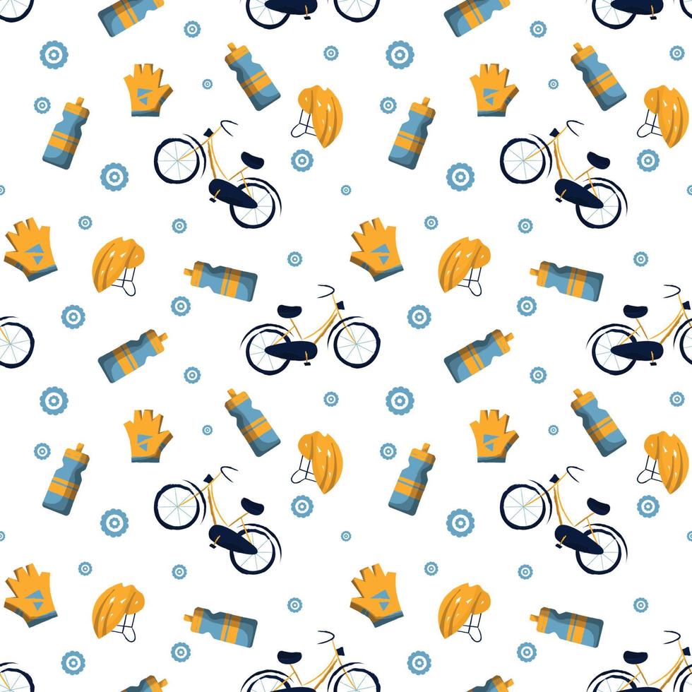 Hand drawn world bicycle day pattern. vector