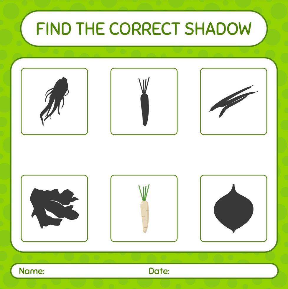 Find the correct shadows game with hamburg parsley. worksheet for preschool kids, kids activity sheet vector