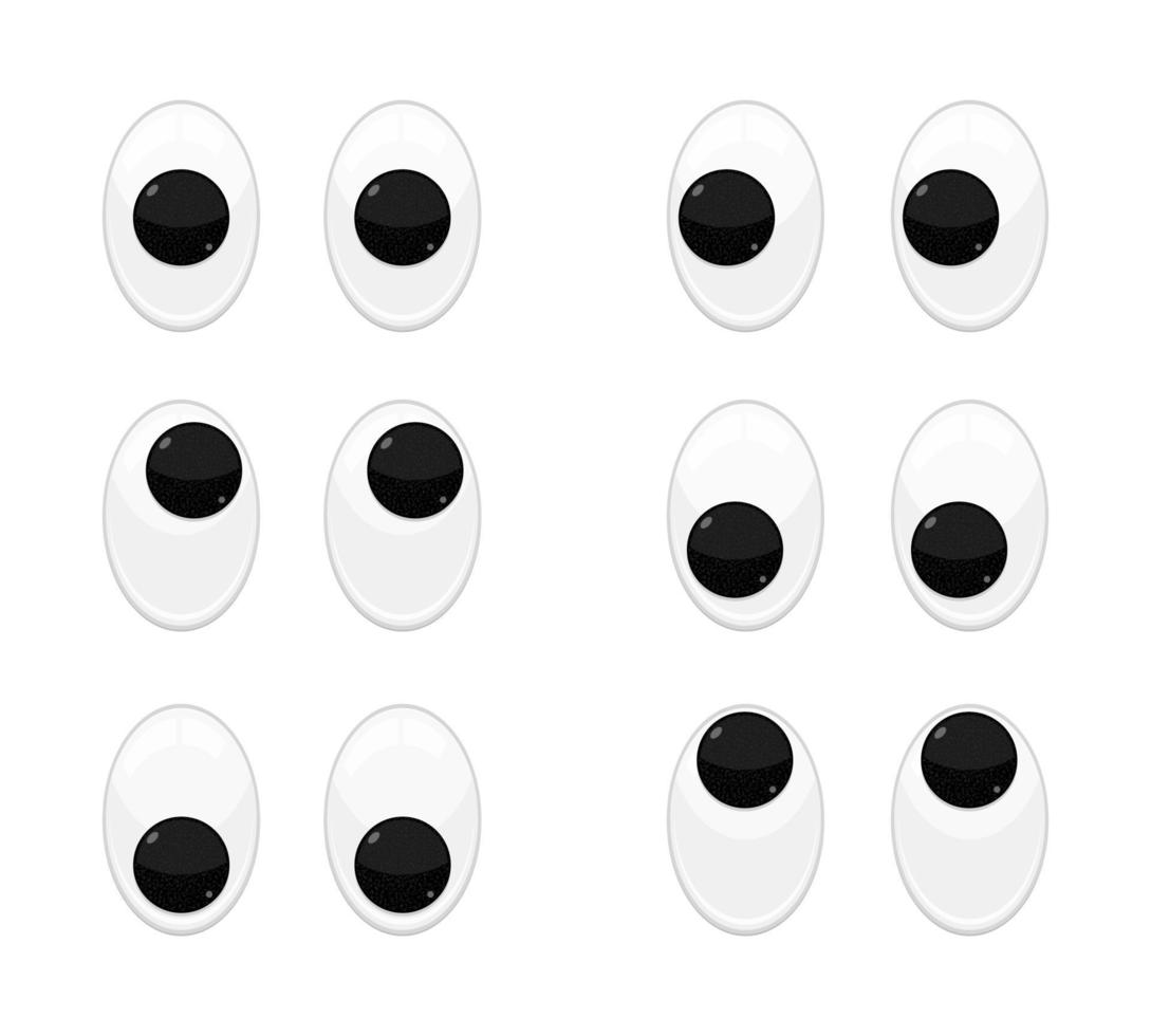 Plastic toy safety wobbly eyes flat style design vector illustration isolated on white background.