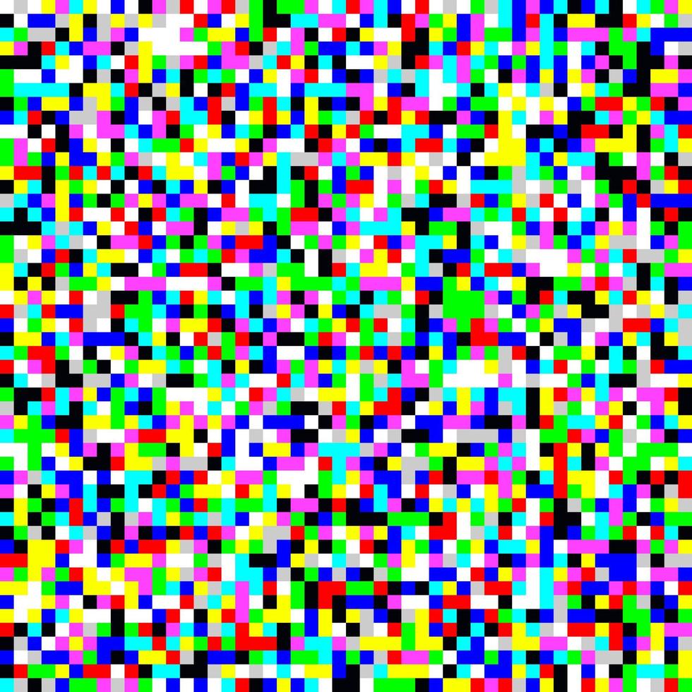 Color TV screen noise pixel glitch seamless pattern texture background vector illustration.