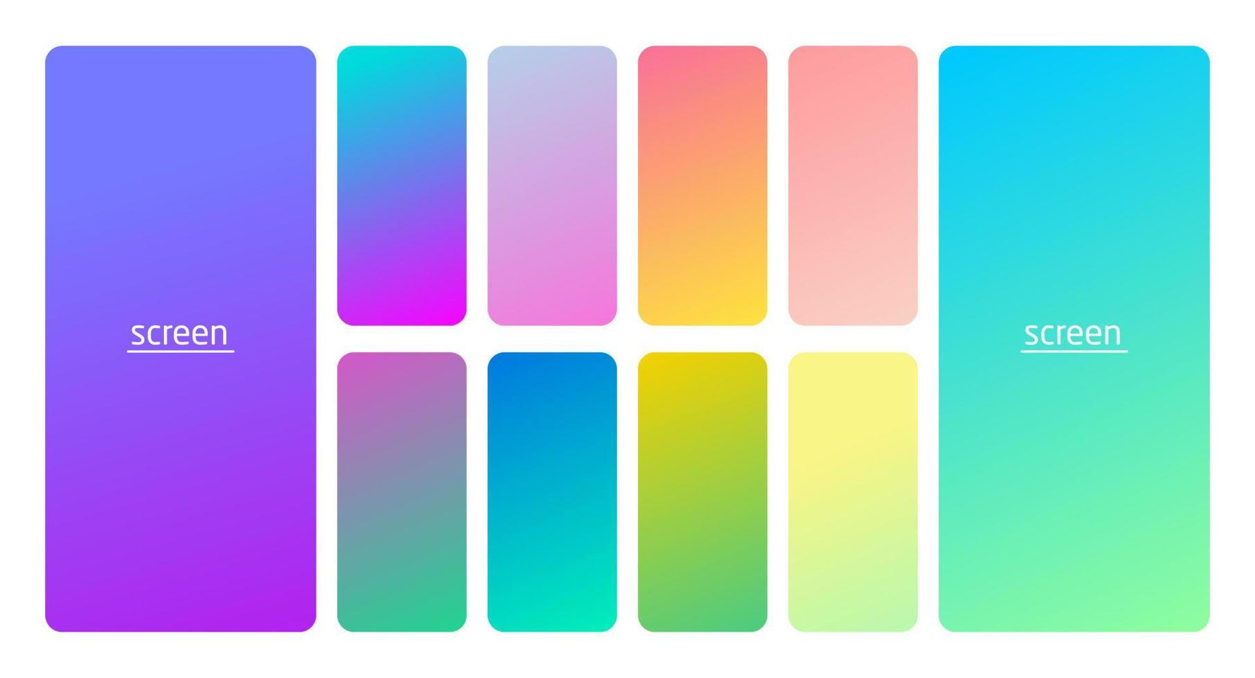 Pastel gradient smooth and soft vibrant color background set. vector
