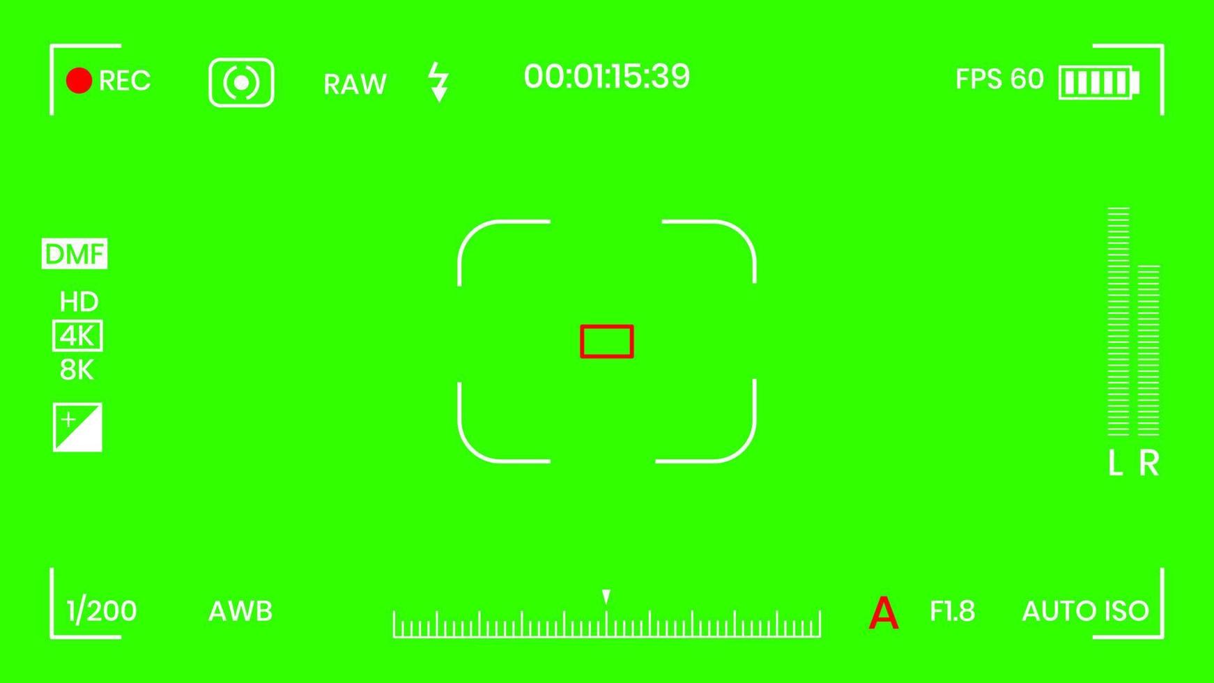 color verde croma clave cámara rec marco visor superposición fondo pantalla estilo plano diseño vector ilustración. superposición de cámara de pantalla chroma key vfx concepto de fondo abstracto para secuencias de video