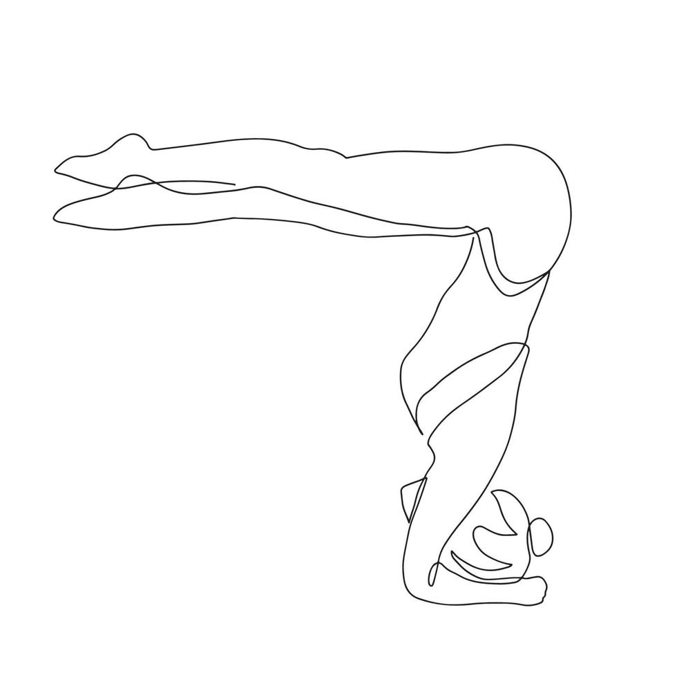 continuous line drawing of a woman's fitness yoga concept vector health illustration. It's International Day of Yoga.
