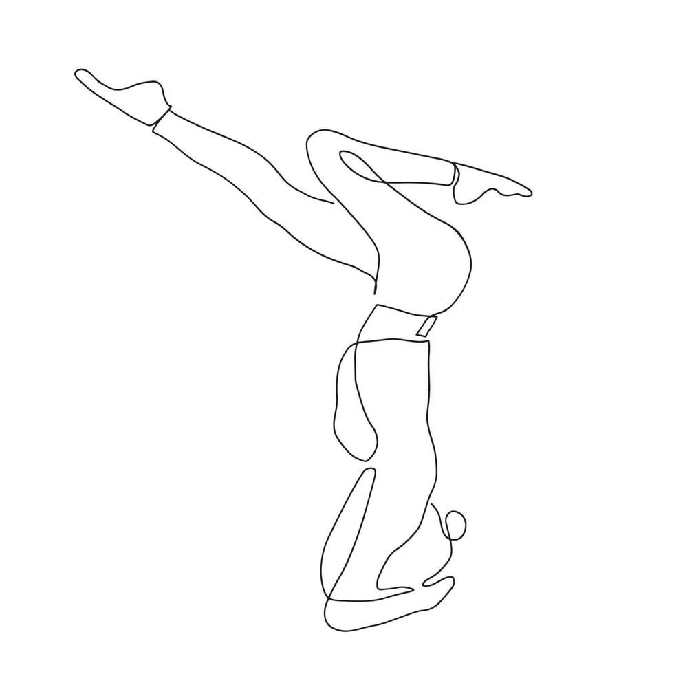 dibujo de línea continua de la ilustración de salud vectorial del concepto de yoga de fitness de una mujer. es el día internacional del yoga. vector