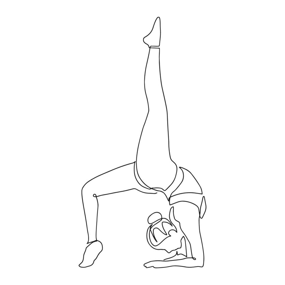 dibujo de línea continua de la ilustración de salud vectorial del concepto de yoga de fitness de una mujer. es el día internacional del yoga. vector