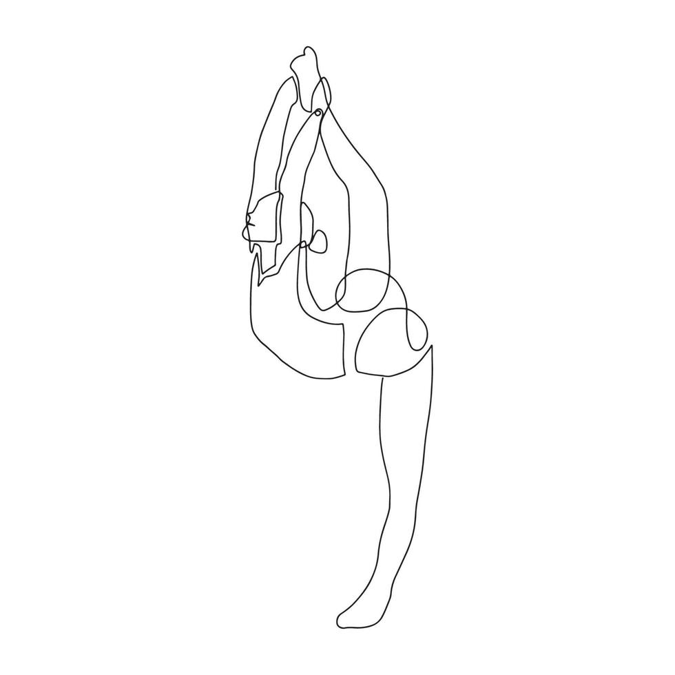 continuous line drawing of a woman's fitness yoga concept vector health illustration. It's International Day of Yoga.