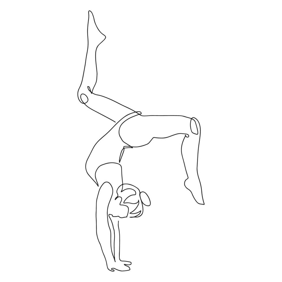 continuous line drawing of a woman's fitness yoga concept vector health illustration. It's International Day of Yoga.