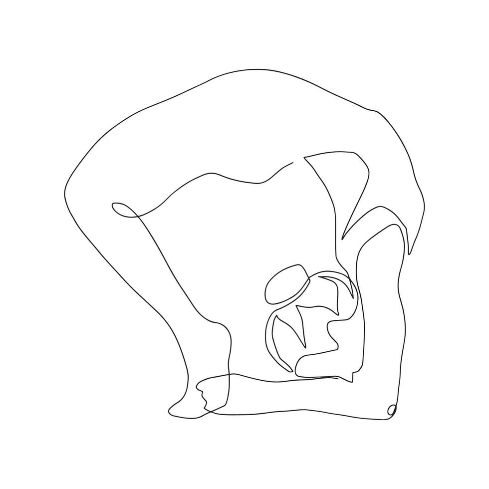 continuous line drawing of a woman's fitness yoga concept vector health illustration. It's International Day of Yoga.