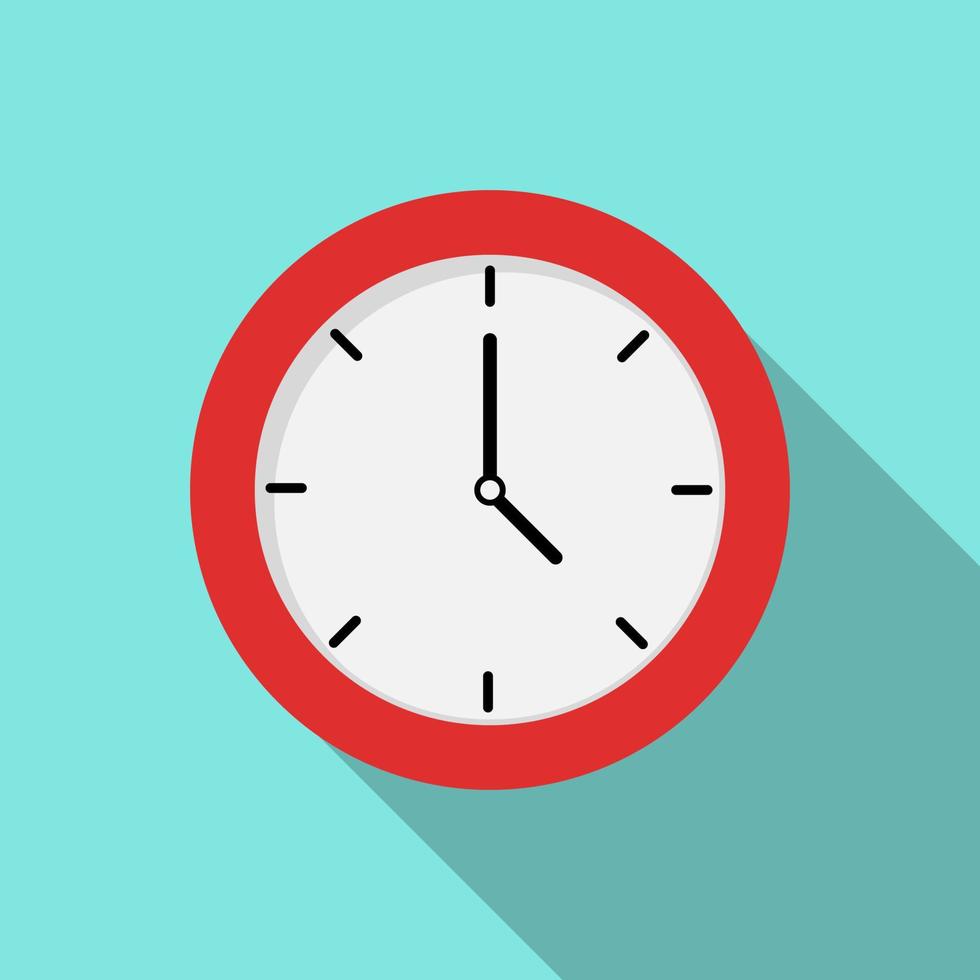 Clock icon in flat style with shadow vector