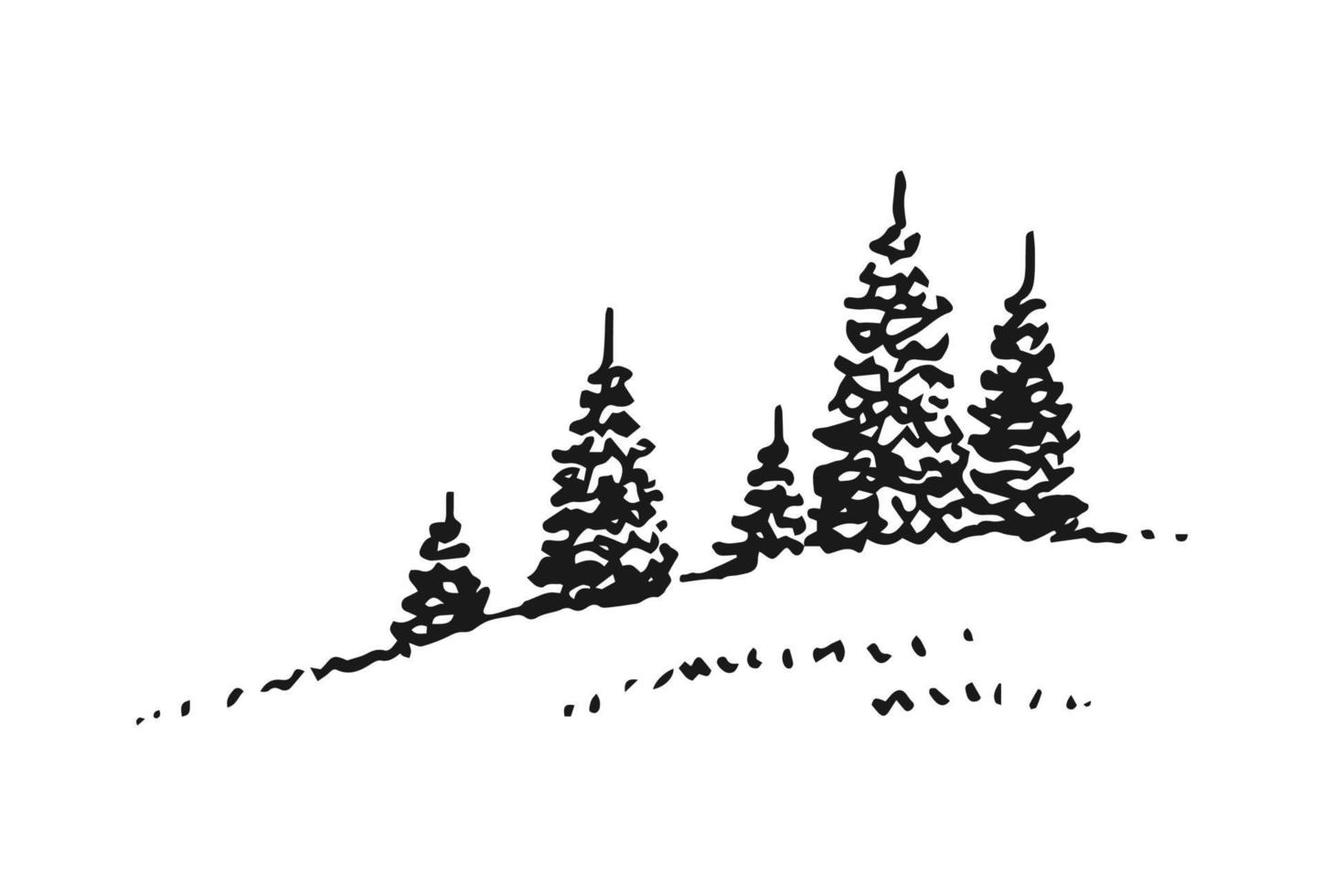 Sketch of wild nature with forest. Hand drawn illustration converted to vector. vector