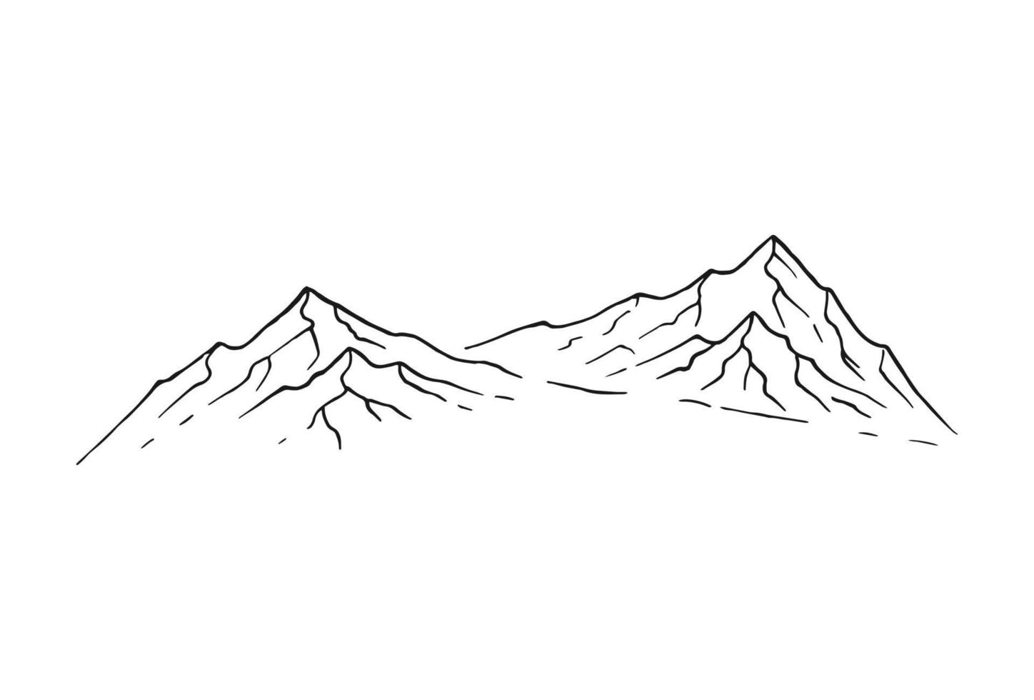 Mountains. Hand drawn rocky peaks. Vector illustration.