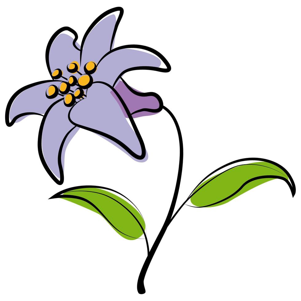 Hand Draw Brush Flower. vector