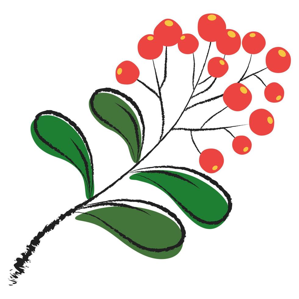 Hand Draw Brush Flower. vector