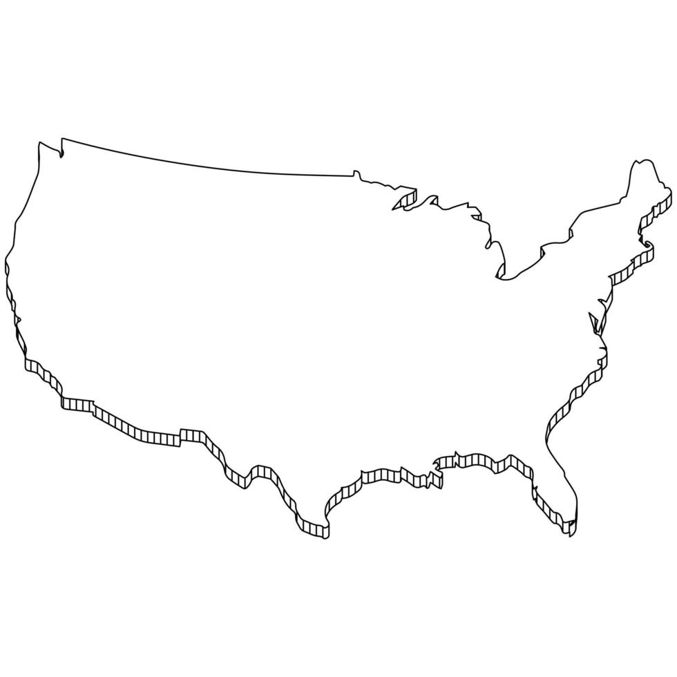 mapa de estados unidos con construcción geométrica de contorno 3d. vector