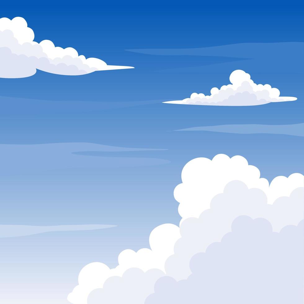 Vector illustration, blue sky with white clouds, as background or banner image, International Day of Clean Air for Blue Skies.