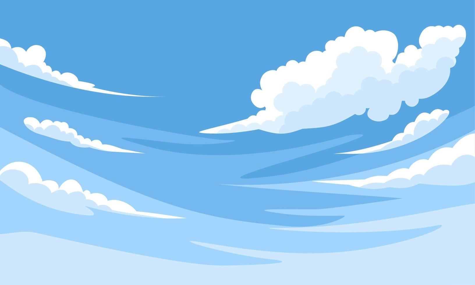 Vector illustration, blue sky with white clouds, as background or banner image, International Day of Clean Air for Blue Skies.