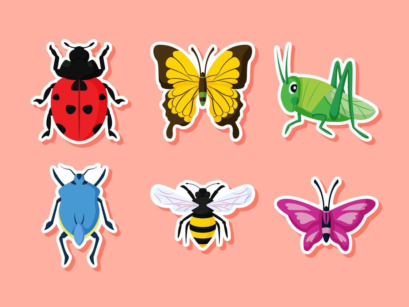 Spring Insect Sticker Set vector