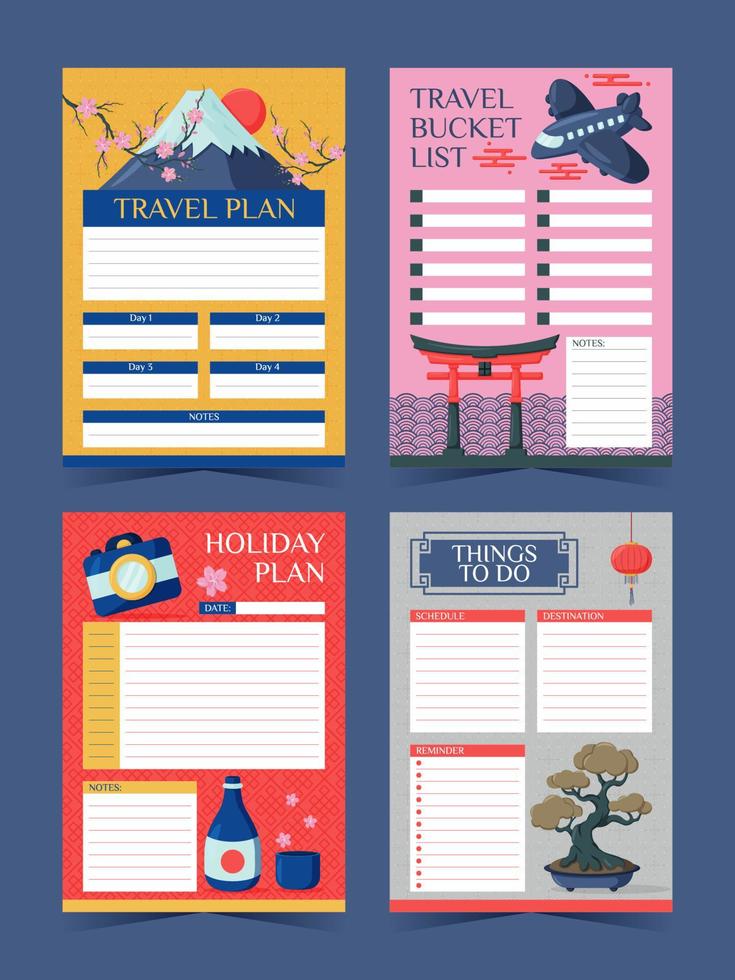 Japan Travel Journal Template vector