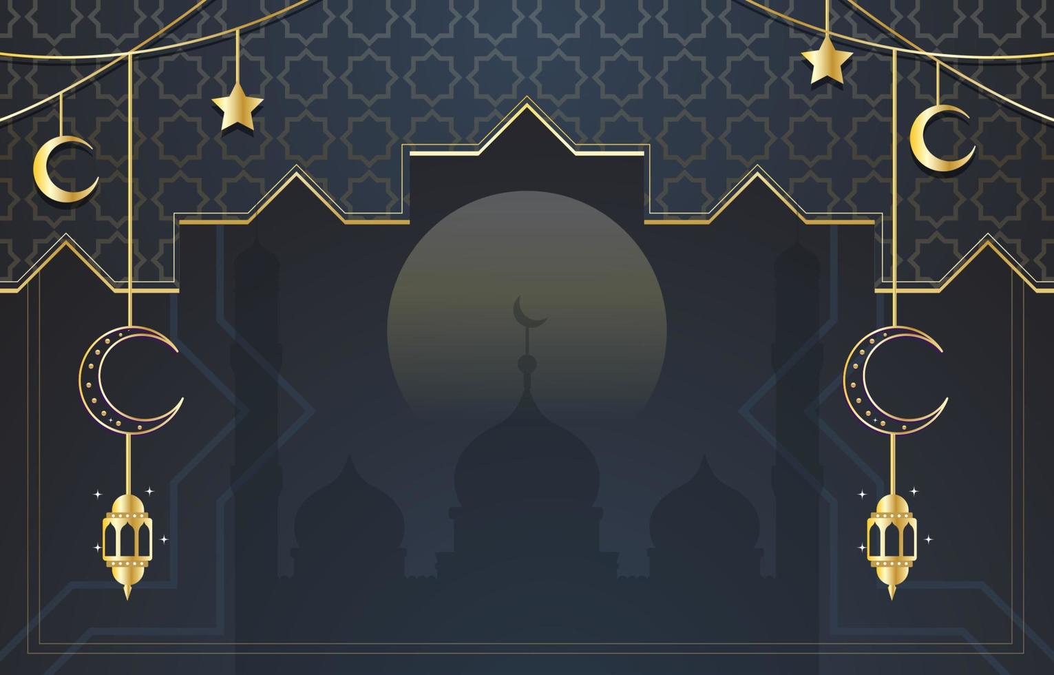 fondo de eid mubarak con adorno de oro minimalista vector