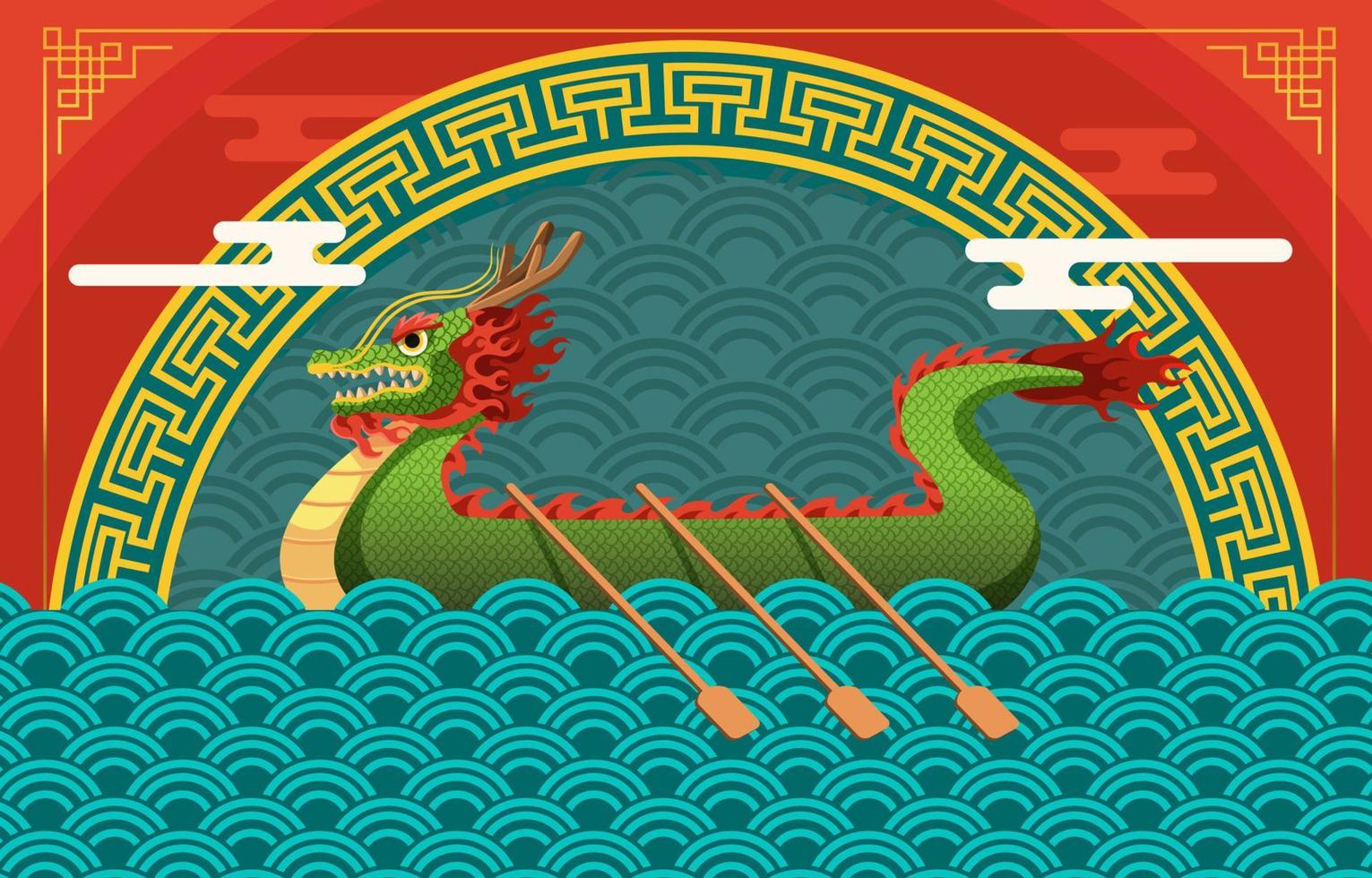 Colorful Dragon Boat Ornaments vector