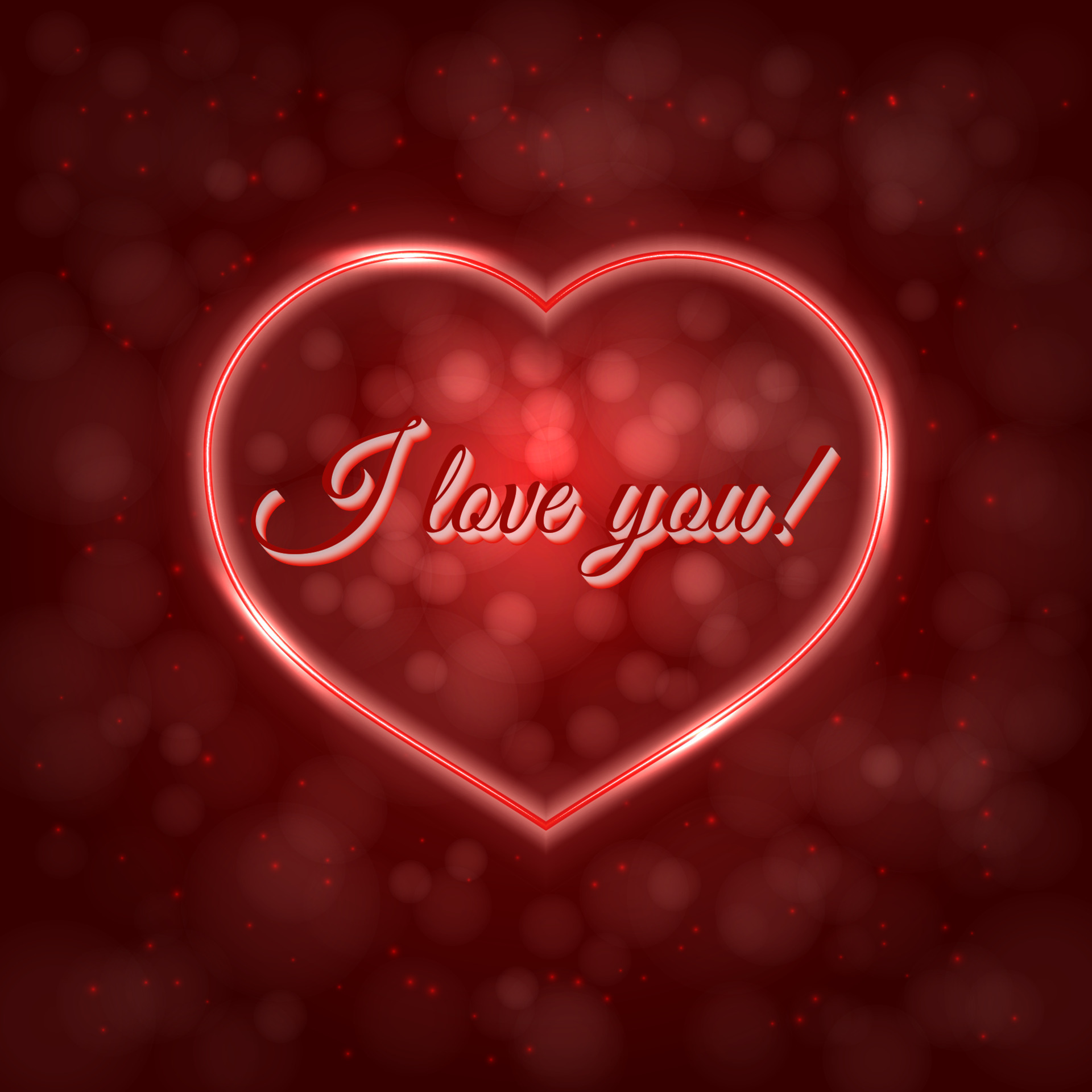 I love you Red Valentine s day greeting card with neon heart on blurred  bokeh background. Romantic vector illustration. Easy to edit design  template. 7119586 Vector Art at Vecteezy