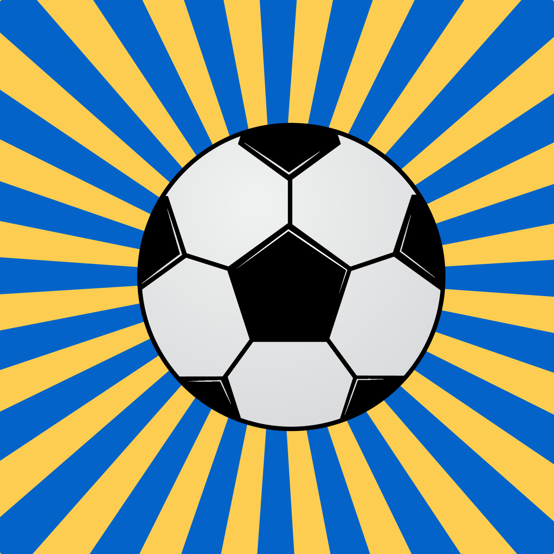 Soccer ball on background with blue and yellow concentric strips. Football banner in pop art style. Funny cartoon sport vector illustration. Easy to edit design template for your artworks. 7119600 Vector Art Soccer ball on background with blue and yellow concentric strips. Football banner in pop art style. Funny cartoon sport vector illustration. Easy to edit design template for your artworks. 7119600 Vector Art