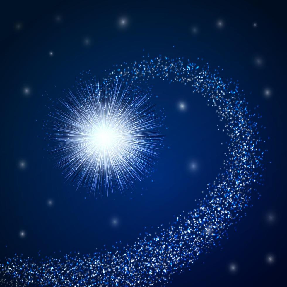 Star explosion in space with sparkling particles. Magic background. Vector illustration.