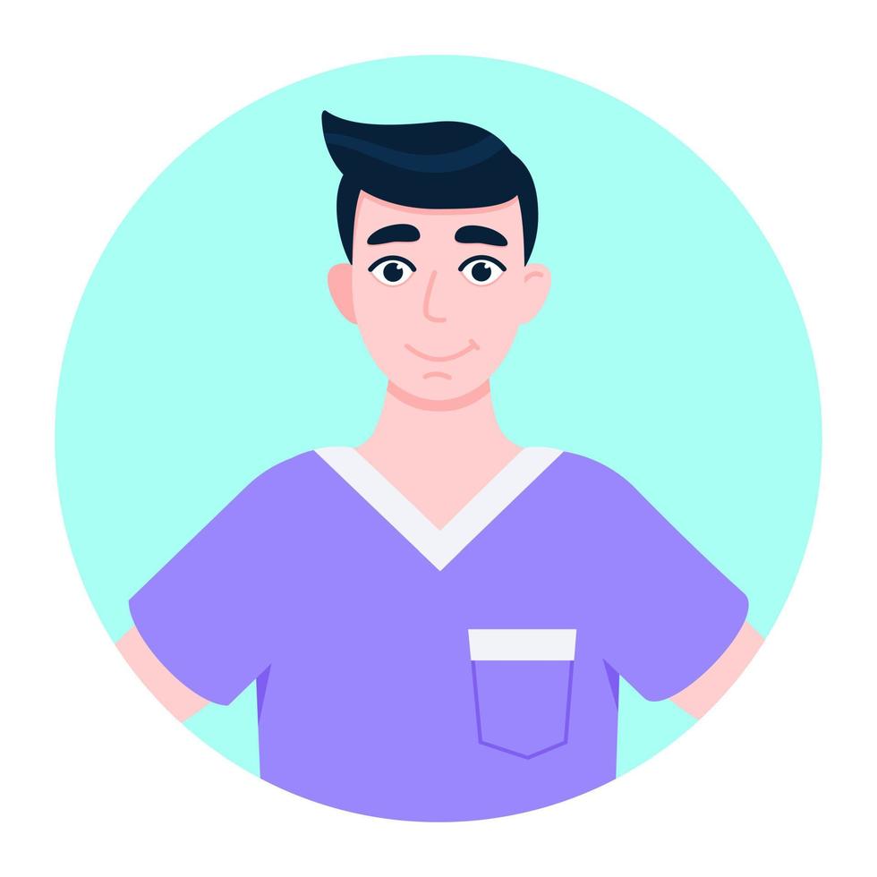 Doctor avatar character standing in the circle flat style design vector illustration