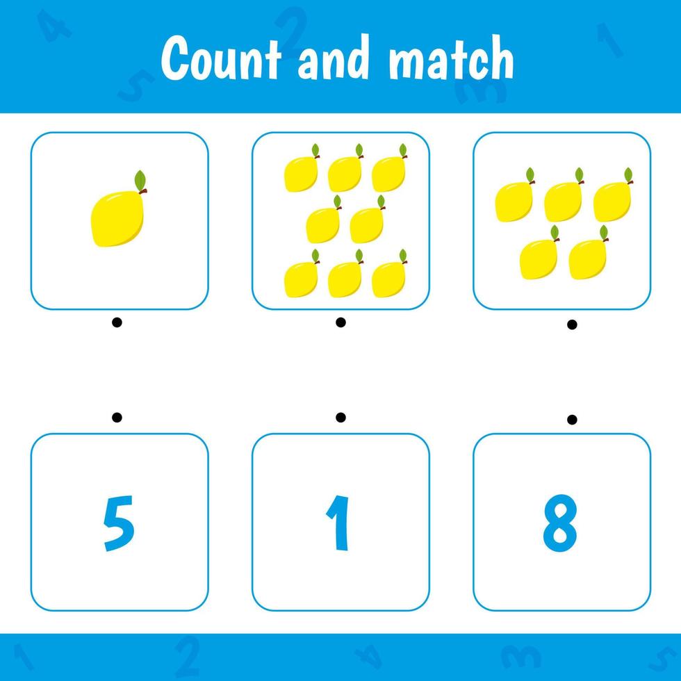 Count and match. Math activity game for kids vector