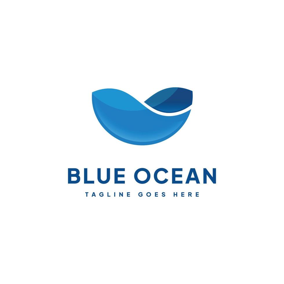 círculo azul vector de logotipo de onda oceánica.